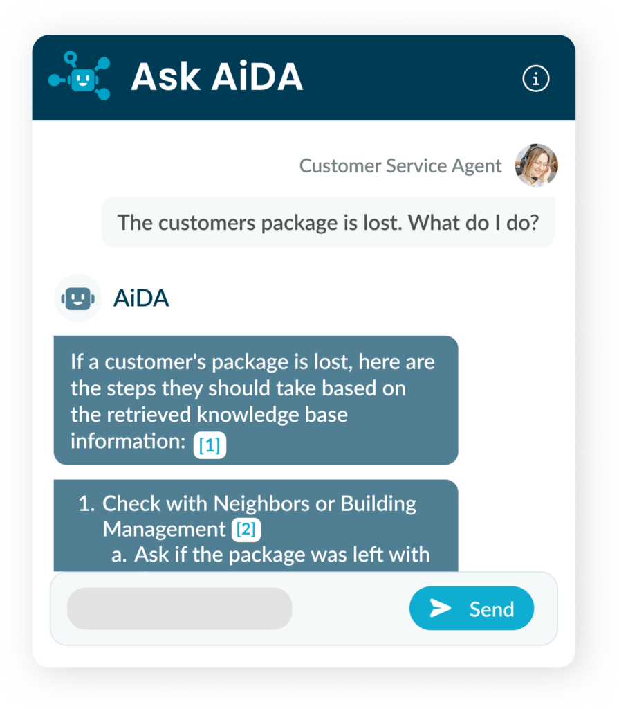 Ask AiDA 7 AiDA Ask AiDA Chat box 1